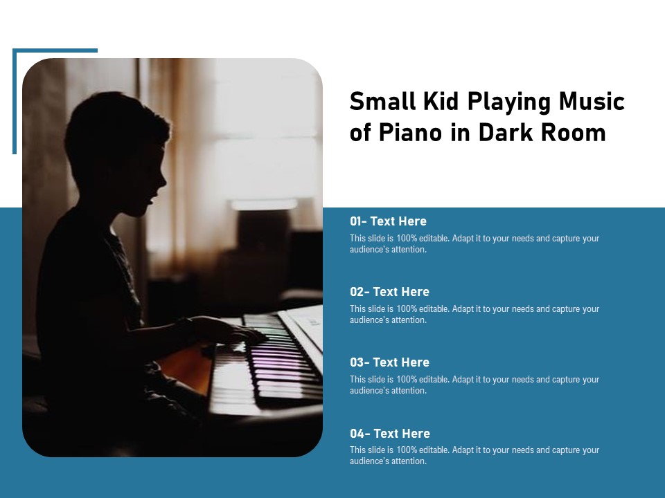 Small Kid Playing Music Of Piano In Dark Room Ppt PowerPoint Presentation Gallery Portrait PDF