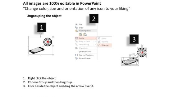 Smart Phone With Arrow And Target Board PowerPoint Template