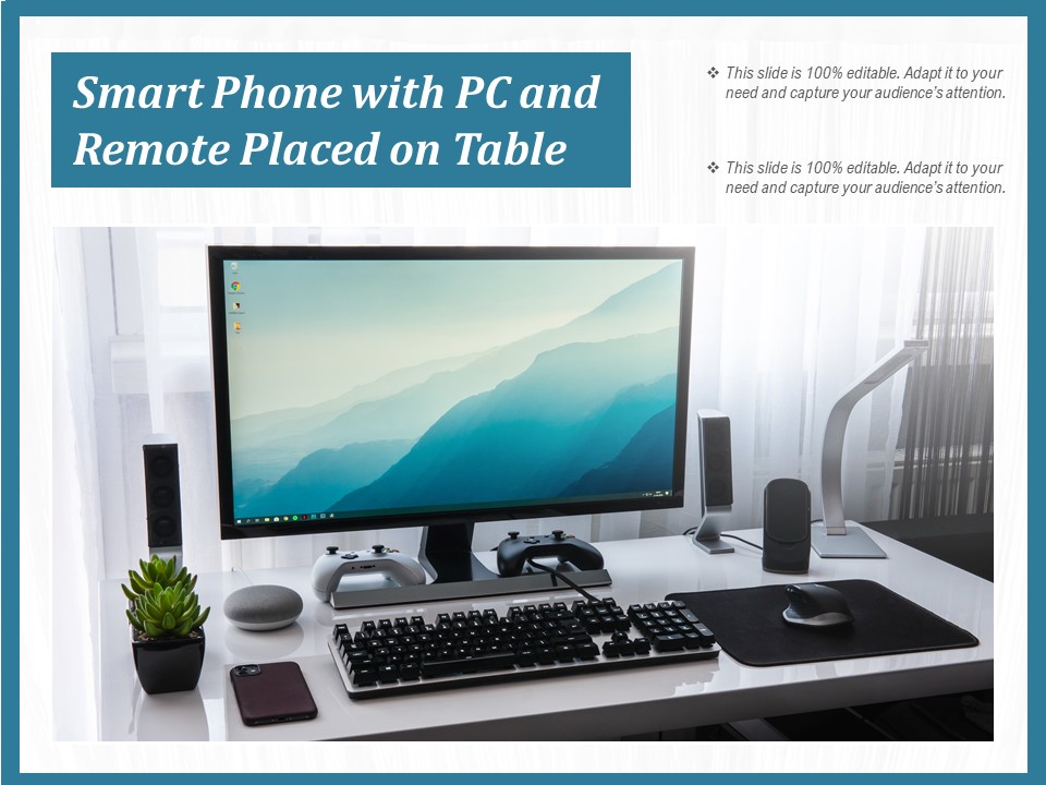 Smart Phone With PC And Remote Placed On Table Ppt PowerPoint Presentation Gallery Deck PDF