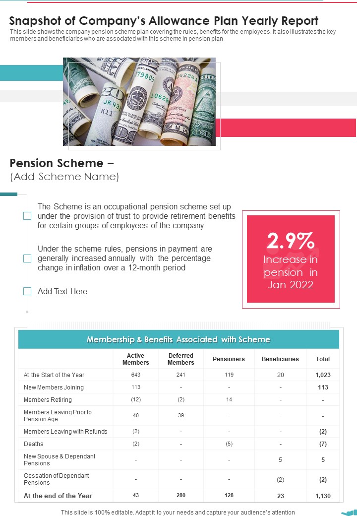 Snapshot Of Companys Allowance Plan Yearly Report One Pager Documents