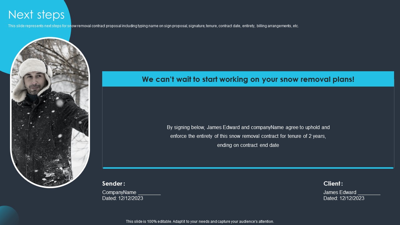 Snow Blowing Service Agreement Proposal Next Steps Microsoft PDF