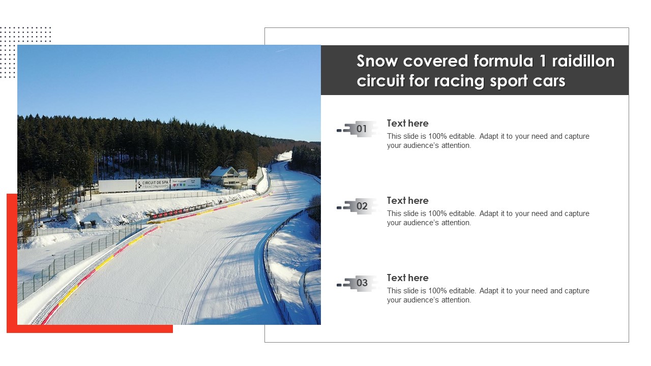 Snow Covered Formula 1 Raidillon Circuit For Racing Sport Cars Inspiration PDF
