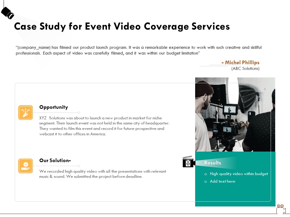 Social Gathering Movie Making Case Study For Event Video Coverage Services Ppt Pictures Slideshow PDF