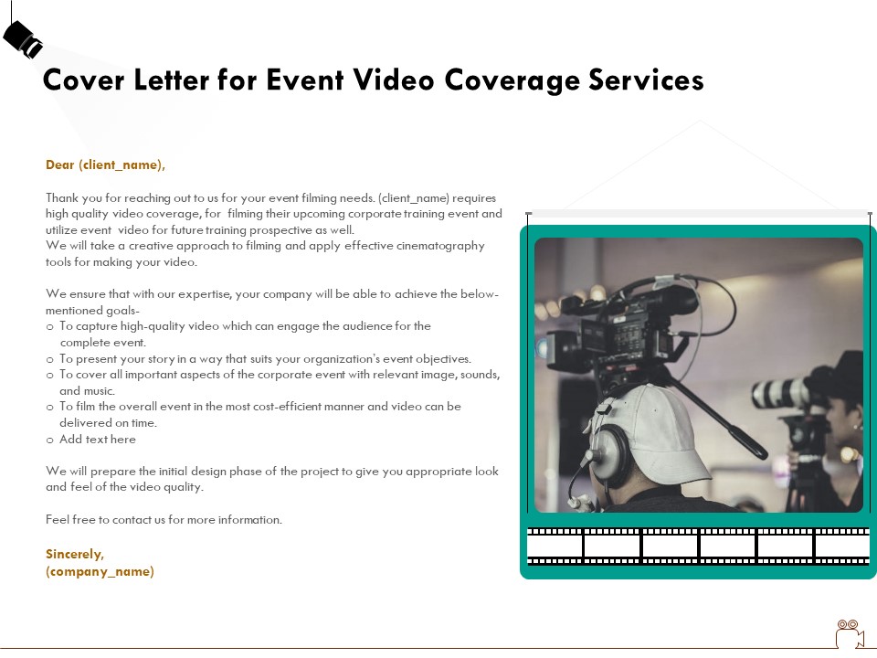 Social Gathering Movie Making Cover Letter For Event Video Coverage Services Background PDF