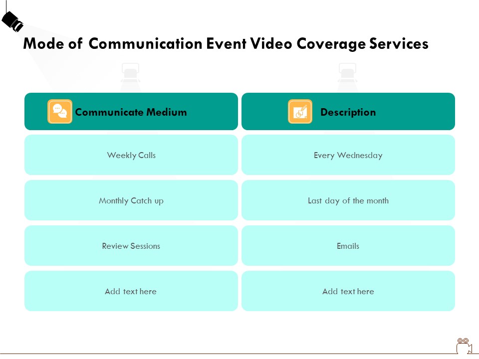 Social Gathering Movie Making Mode Of Communication Event Video Coverage Services Brochure PDF