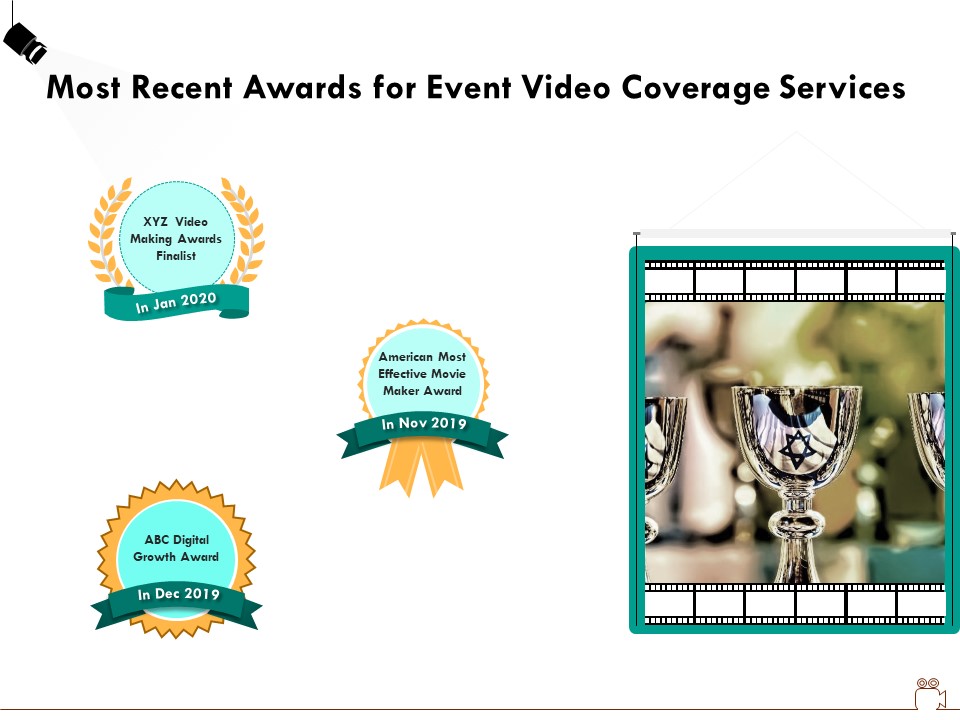 Social Gathering Movie Making Most Recent Awards For Event Video Coverage Services Brochure PDF