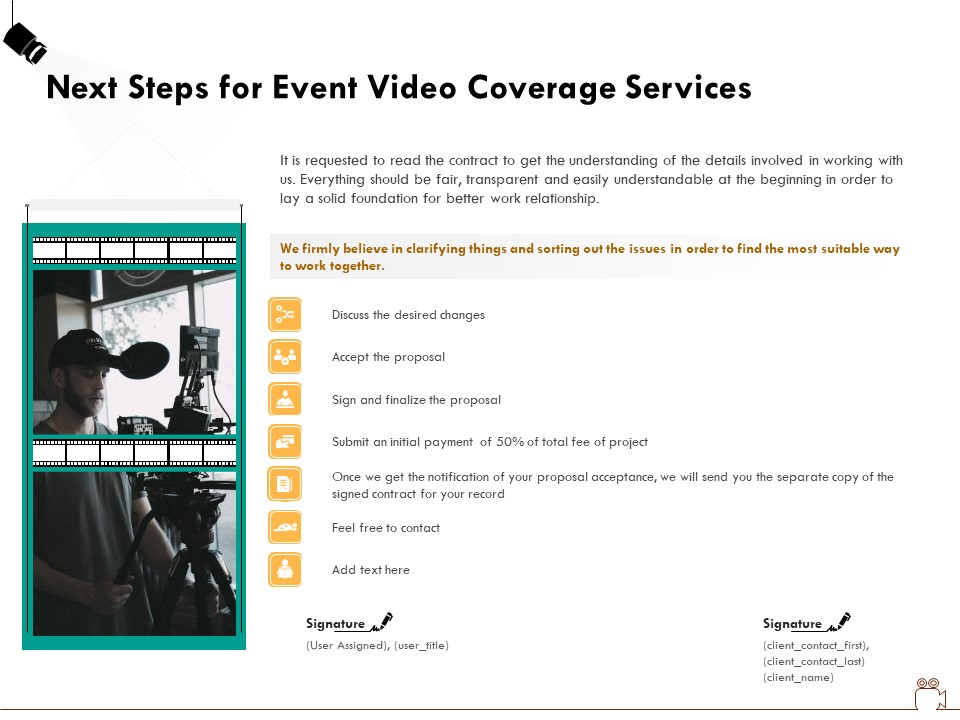 Social Gathering Movie Making Next Steps For Event Video Coverage Services Ppt Layouts Visual Aids PDF