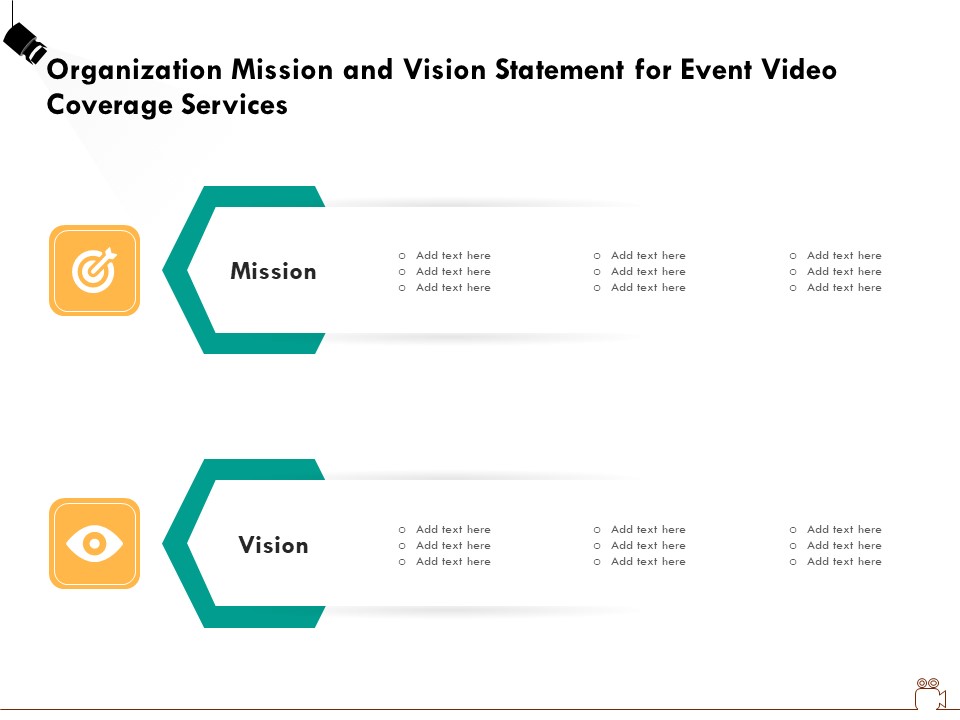 Social Gathering Movie Making Organization Mission And Vision Statement For Event Video Coverage Brochure PDF