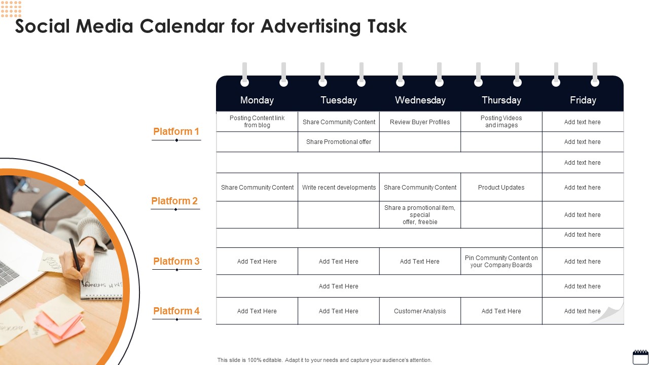 Social Media Calendar For Advertising Task Inspiration PDF
