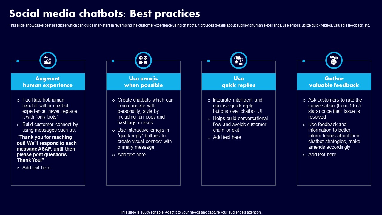 Social Media Chatbots Best Practices Ppt File Influencers PDF