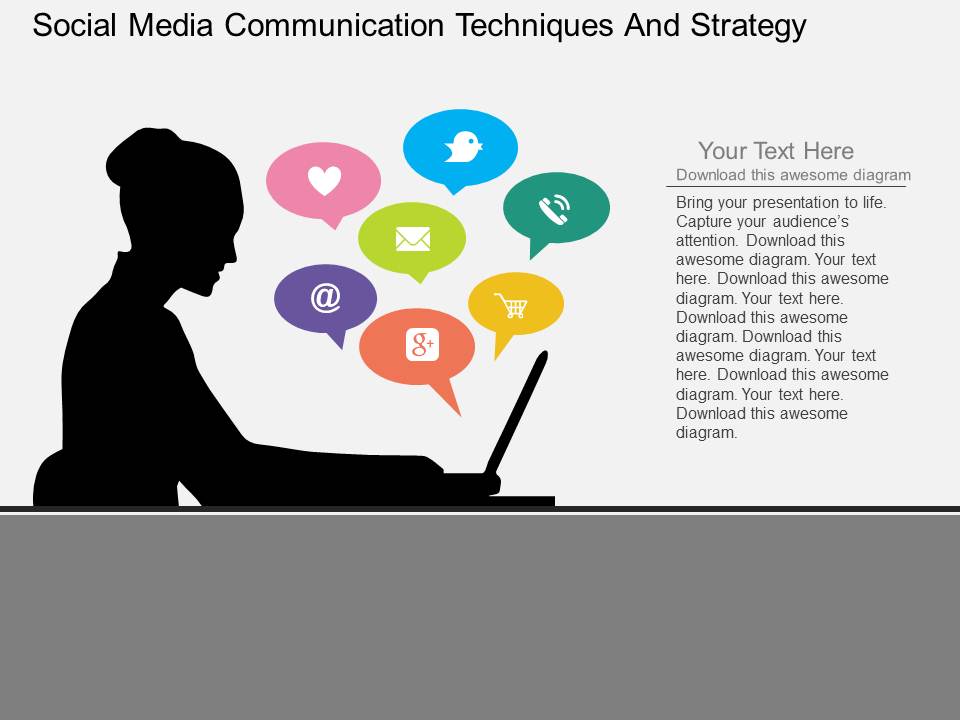 Social Media Communication Techniques And Strategy Powerpoint Template