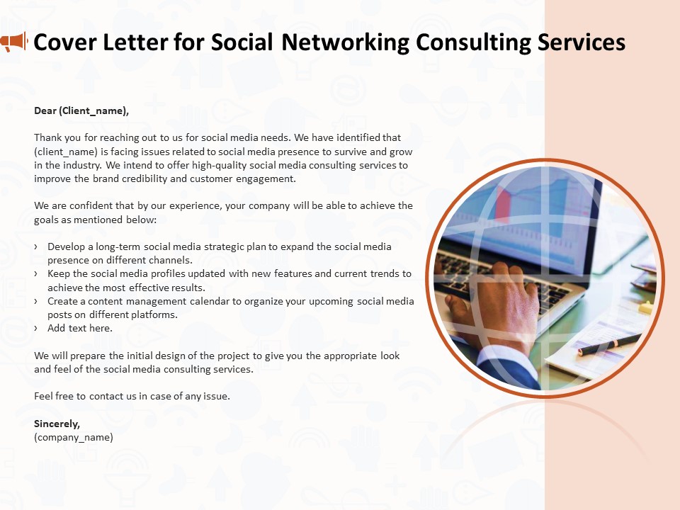 Social Media Consultancy Cover Letter For Social Networking Consulting Services Ideas PDF