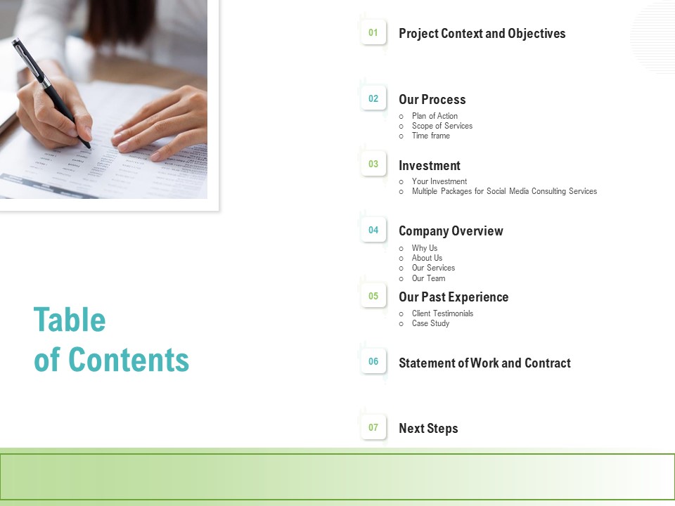 Social Media Consulting Table Of Contents Ppt File Slides PDF