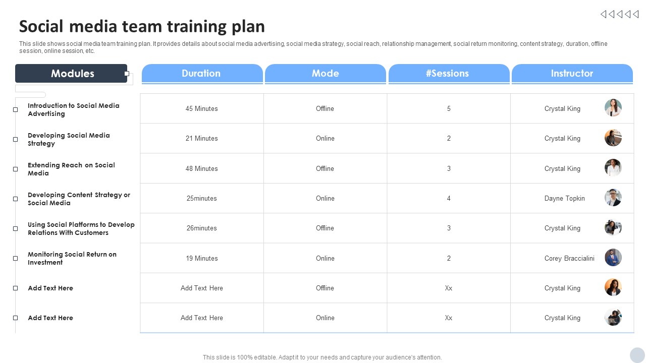 Social Media Marketing Strategies To Generate Lead Social Media Team Training Plan Graphics PDF