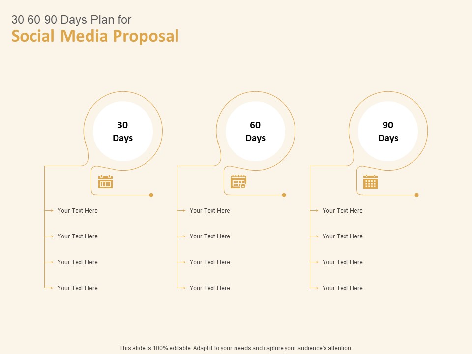 Social Network 30 60 90 Days Plan For Social Media Proposal Plan Ppt Outline Gallery PDF