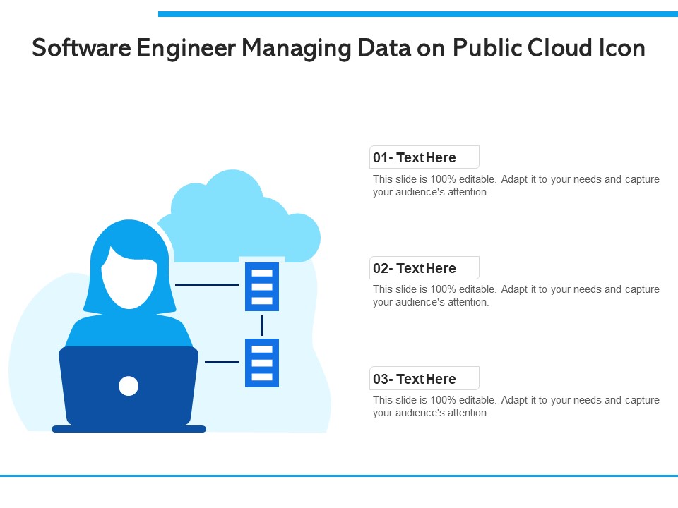 Software Engineer Managing Data On Public Cloud Icon Ppt PowerPoint Presentation Gallery Guidelines PDF
