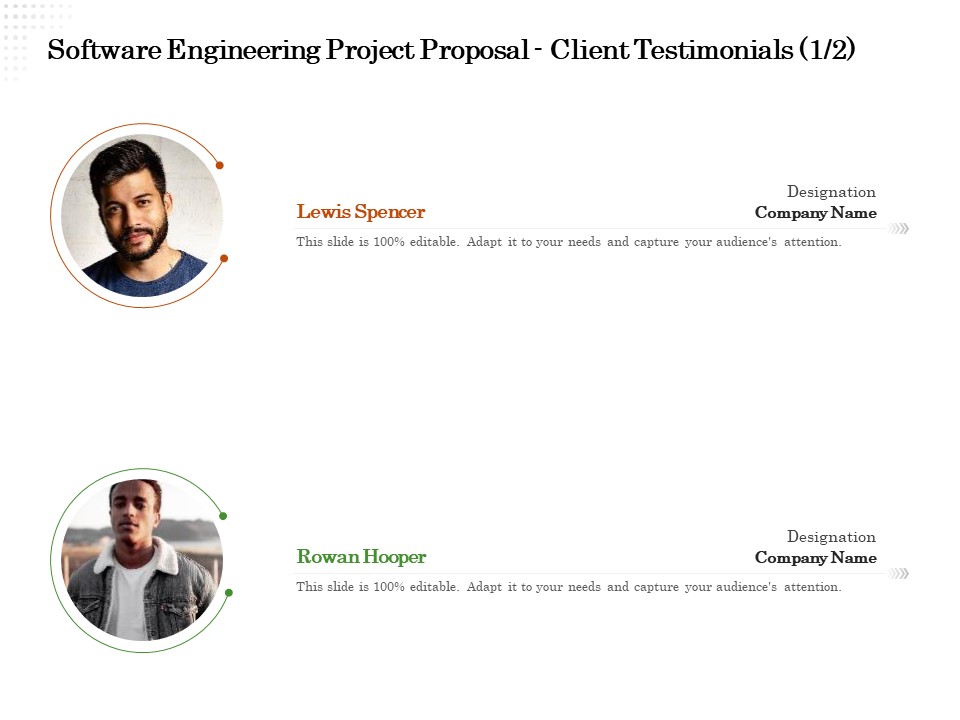 Software Engineering Project Proposal Client Testimonials Communication Ppt Visual Aids Model PDF