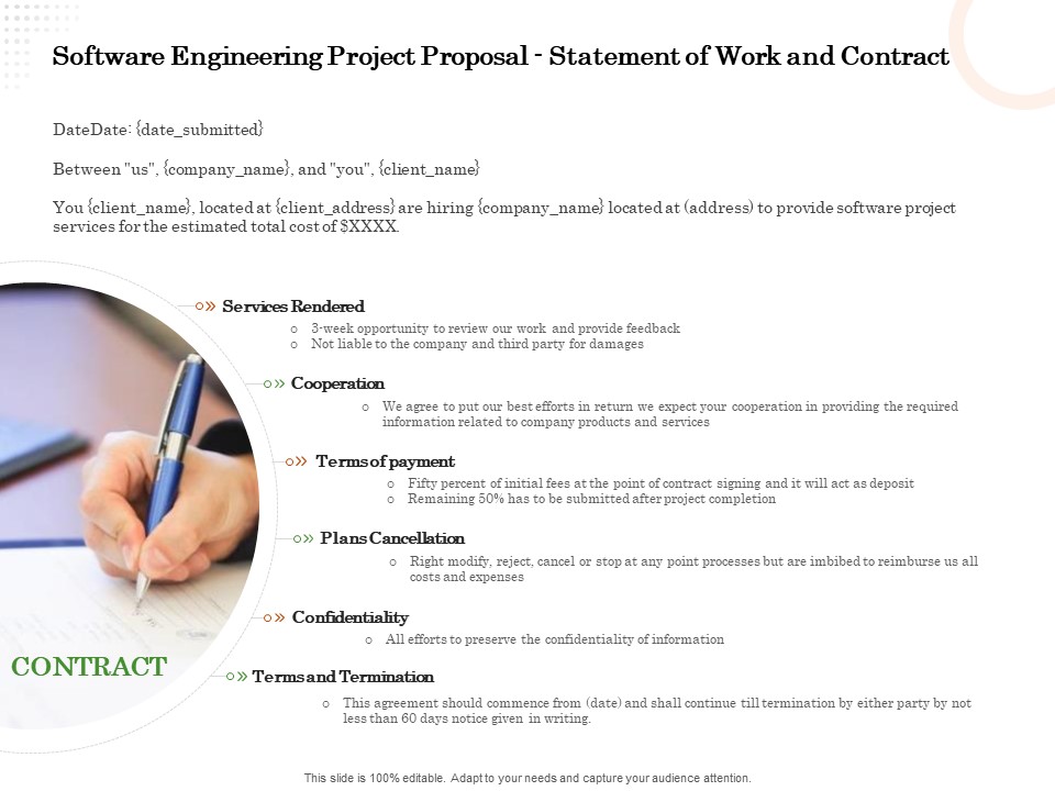 Software Engineering Project Proposal Statement Of Work And Contract Ppt Pictures Samples PDF