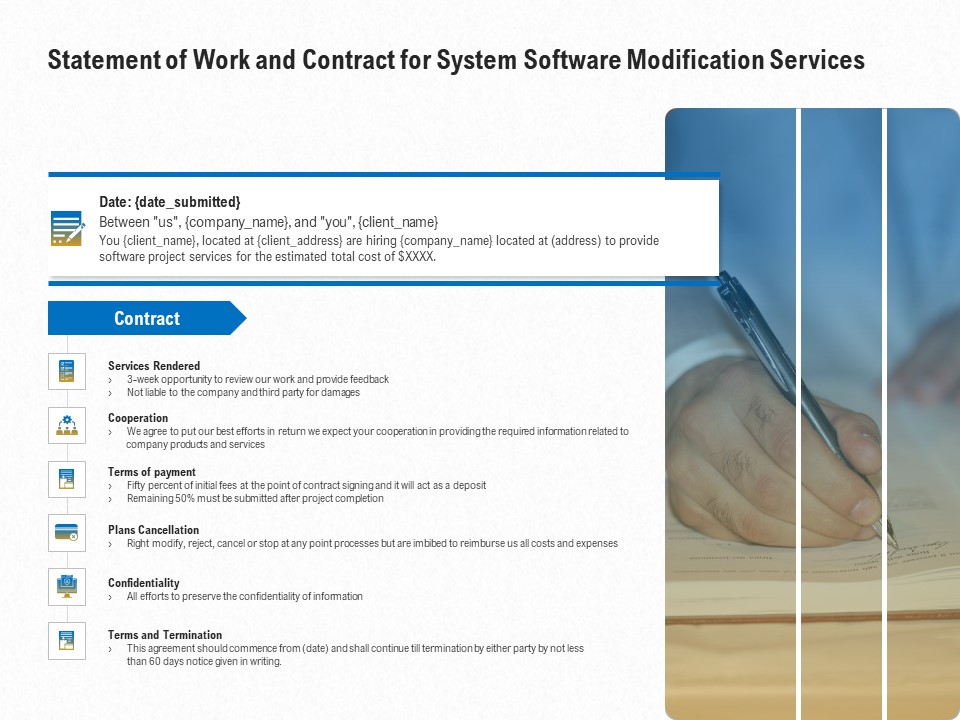 Software Maintenance Statement Of Work And Contract For System Software Modification Services Designs PDF