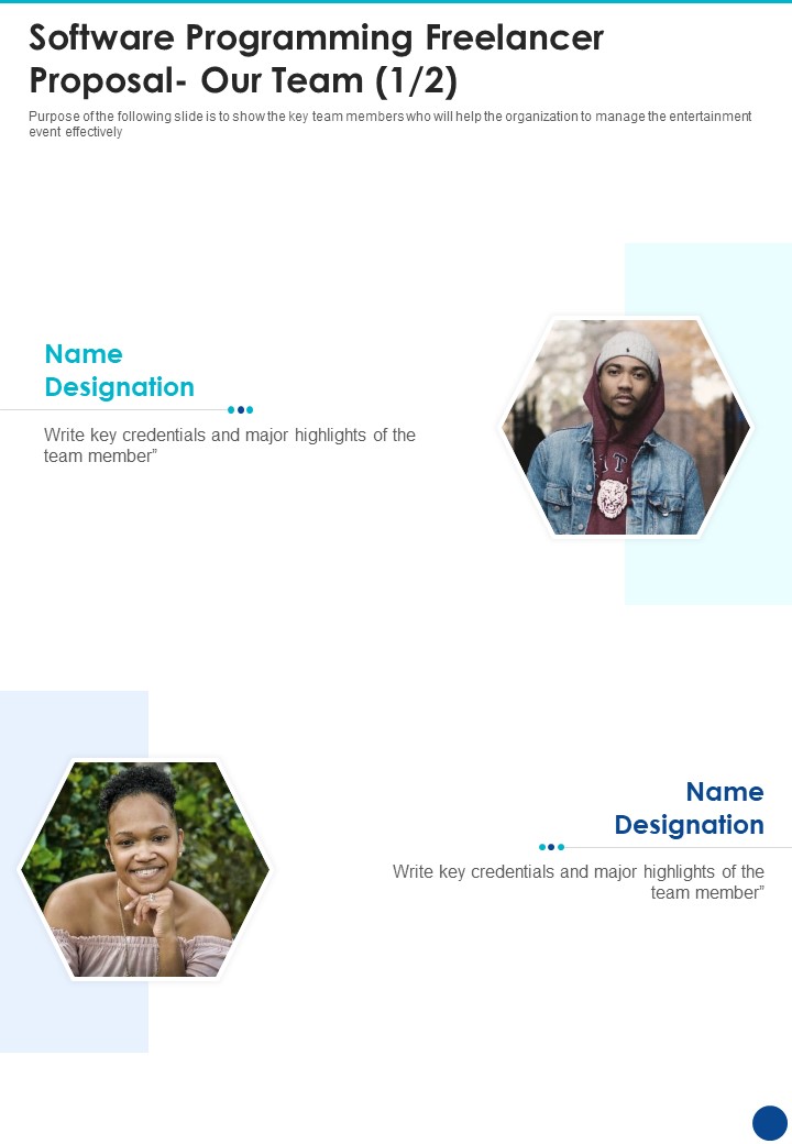 Software Programming Freelancer Proposal Our Team One Pager Sample Example Document