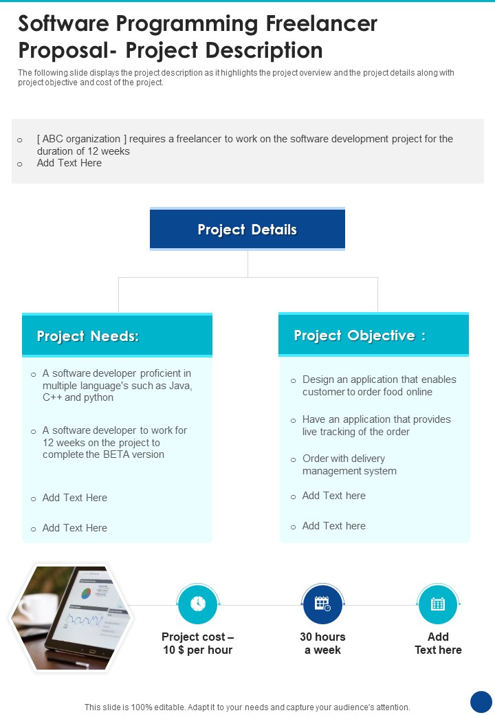 Software Programming Freelancer Proposal Project Description One Pager Sample Example Document