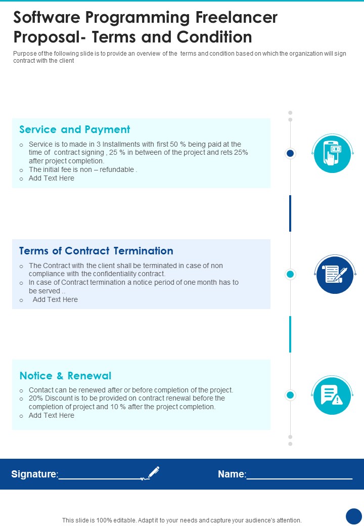Software Programming Freelancer Proposal Terms And Condition One Pager Sample Example Document