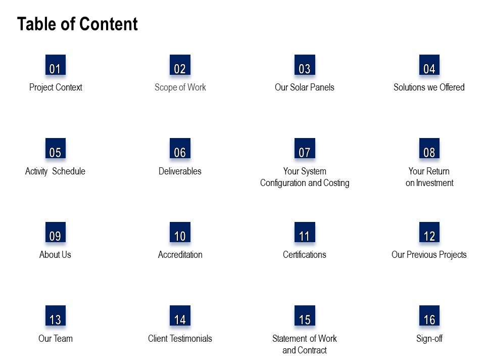 Solar Panel Maintenance Table Of Content Ppt Visual Aids PDF