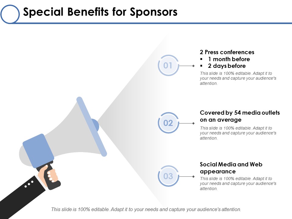 Special Benefits For Sponsors Ppt PowerPoint Presentation Layouts Backgrounds