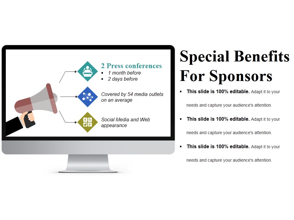Special Benefits For Sponsors Ppt PowerPoint Presentation Pictures Background