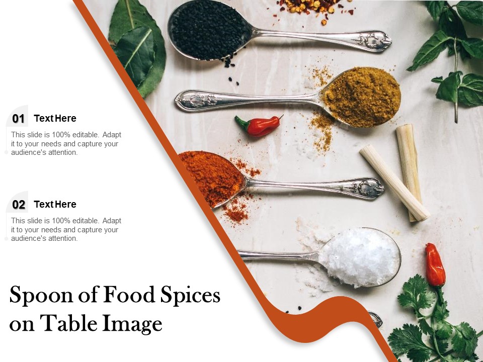 Spoon Of Food Spices On Table Image Ppt PowerPoint Presentation Diagram Images PDF