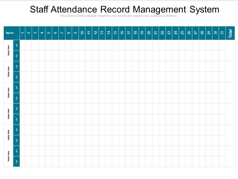 Staff Attendance Record Management System Ppt PowerPoint Presentation Ideas Example Topics PDF