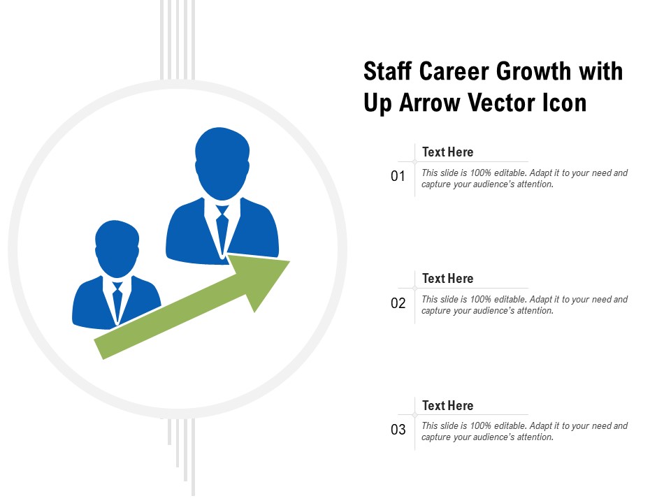 Staff Career Growth With Up Arrow Vector Icon Ppt PowerPoint Presentation Gallery Slide PDF