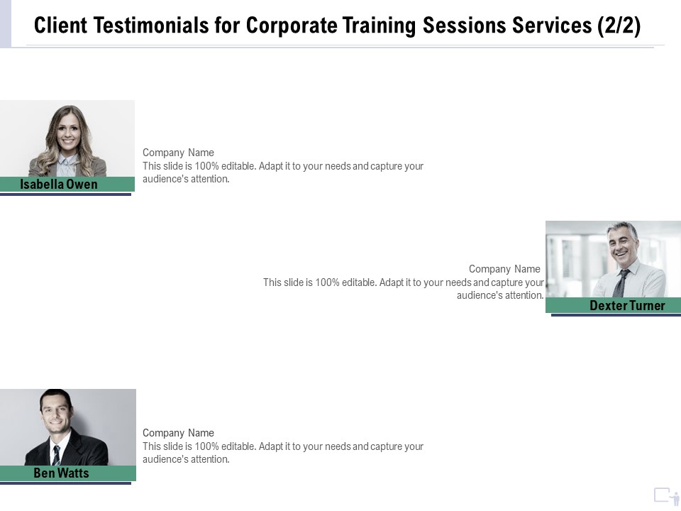 Staff Engagement Training And Development Proposal Client Testimonials For Corporate Training Sessions Services Professional PDF