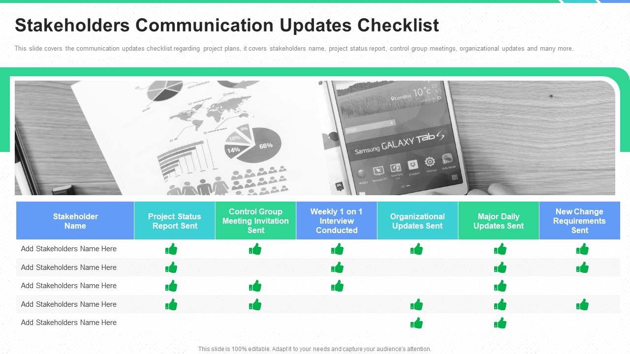 Stakeholders Participation Project Development Process Stakeholders Communication Updates Checklist Pictures PDF
