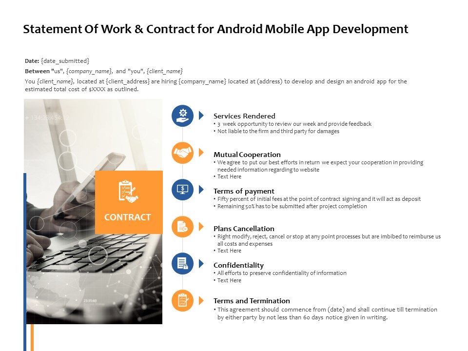 Statement Of Work And Contract For Android Mobile App Development Ppt PowerPoint Presentation Show Background
