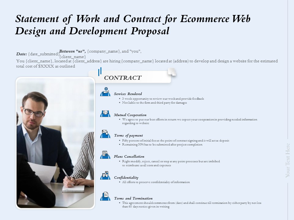 Statement Of Work And Contract For Ecommerce Web Design And Development Proposal Ppt Layouts Graphics Tutorials PDF