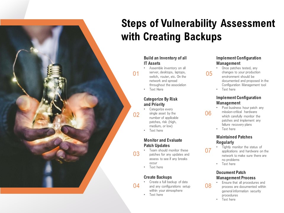 Steps Of Vulnerability Assessment With Creating Backups Ppt PowerPoint Presentation Model Background Images PDF