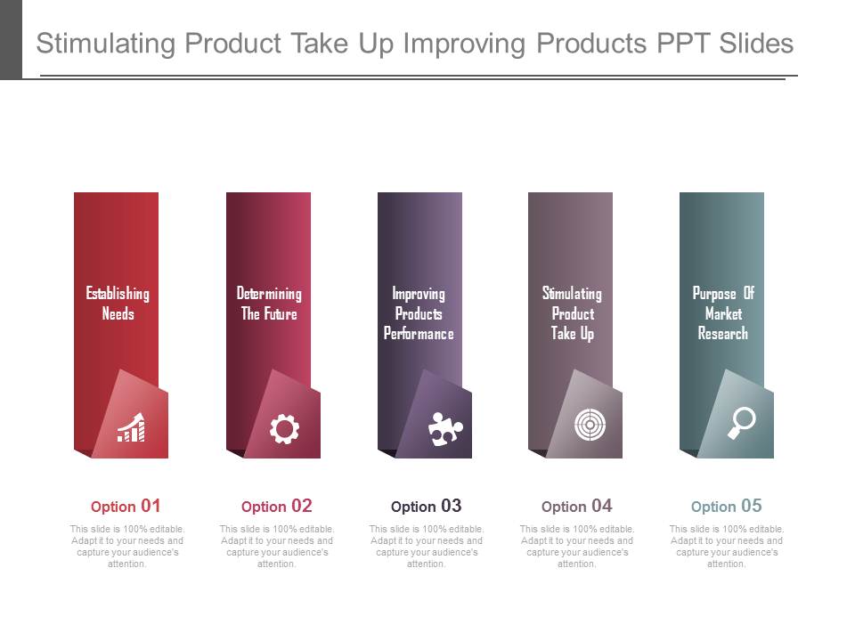 Stimulating Product Take Up Improving Products Ppt Slides