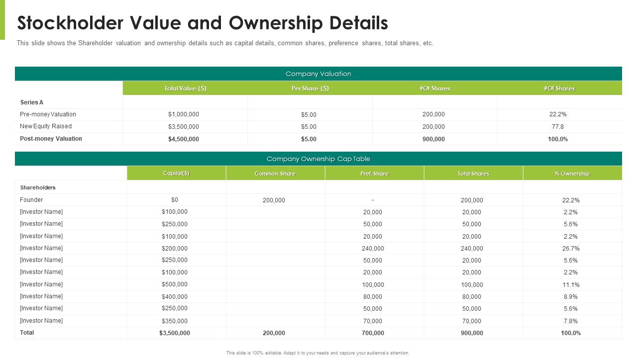 Stockholder Value And Ownership Details Ppt Portfolio Deck Pdf