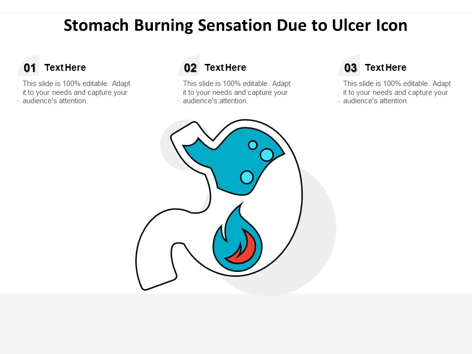 Stomach Burning Sensation Due To Ulcer Icon Ppt PowerPoint Presentation Model Deck PDF