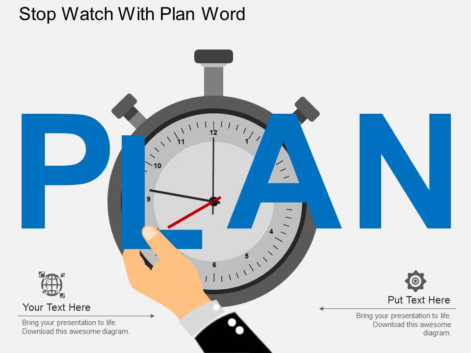 Stop Watch With Plan Word Powerpoint Template