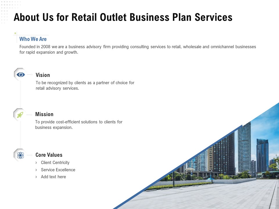 Strategic Plan Retail Store About Us For Retail Outlet Business Plan Services Information PDF