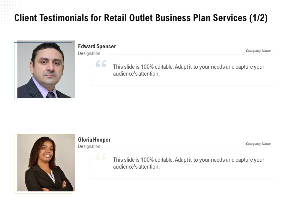 Strategic Plan Retail Store Client Testimonials For Retail Outlet Business Plan Services Portrait PDF