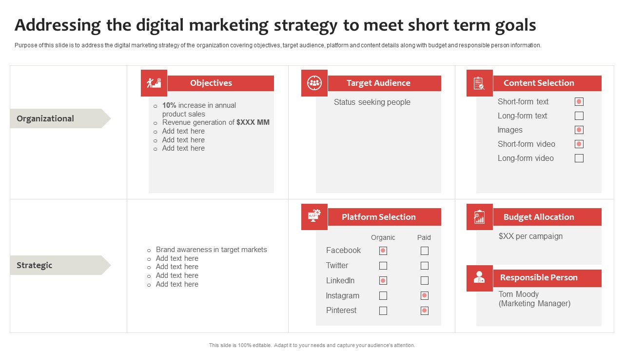 Strategic Plan To Establish And Promote Brand Awareness Addressing The Digital Marketing Strategy Slides PDF