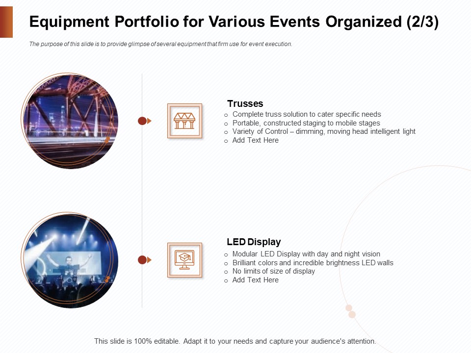 Strategies For Organizing Events Equipment Portfolio For Various Events Organized Control Ppt Styles Visuals PDF