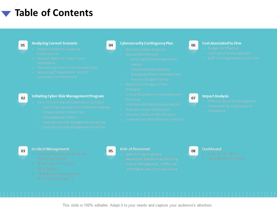 Strategies To Mitigate Cyber Security Risks Table Of Contents Ppt Inspiration Professional PDF