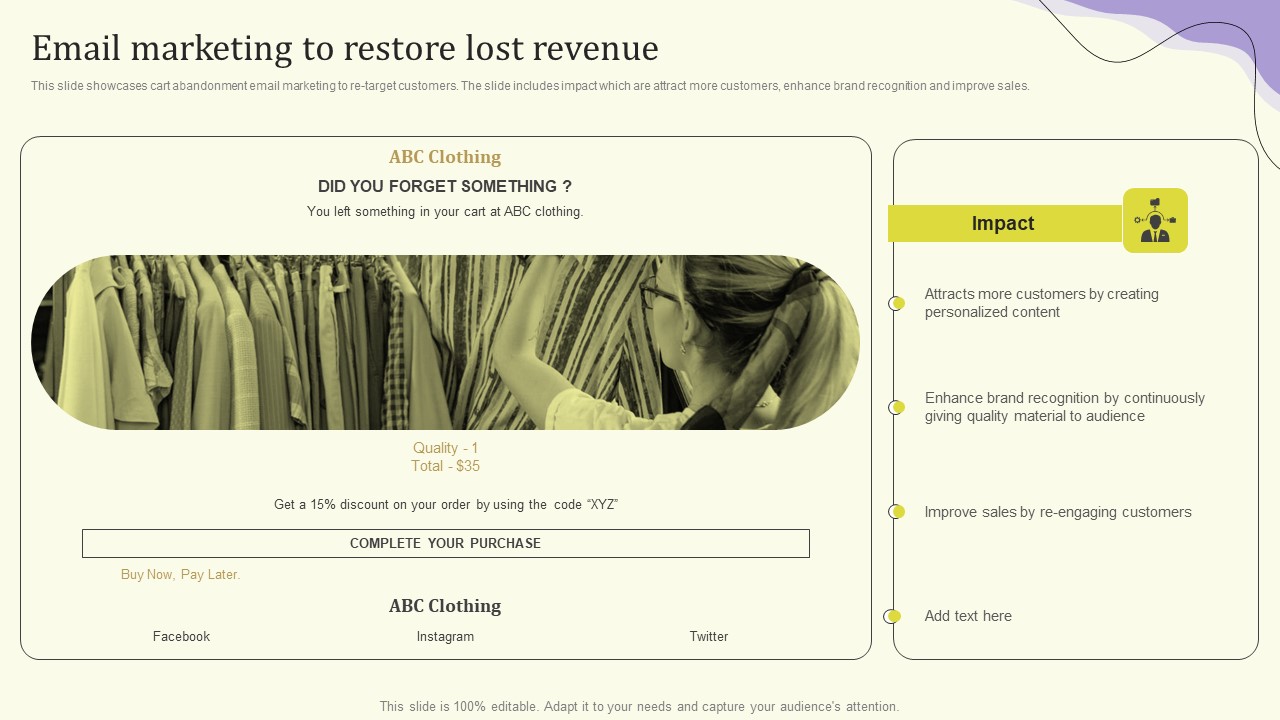 Streamlining Operations Through Clothing Business Strategy Email Marketing To Restore Lost Portrait PDF