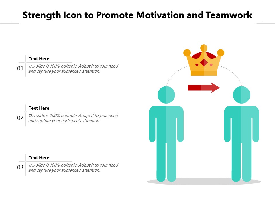 Strength Icon To Promote Motivation And Teamwork Ppt PowerPoint Presentation Infographics Samples PDF