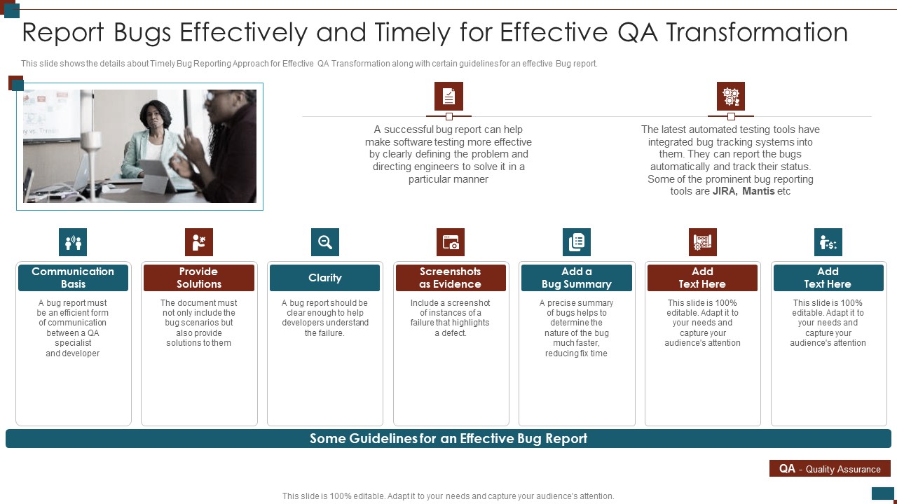 Successful Quality Assurance Transition Techniques To Enhance Product Quality Report Bugs Effectively And Timely Topics PDF