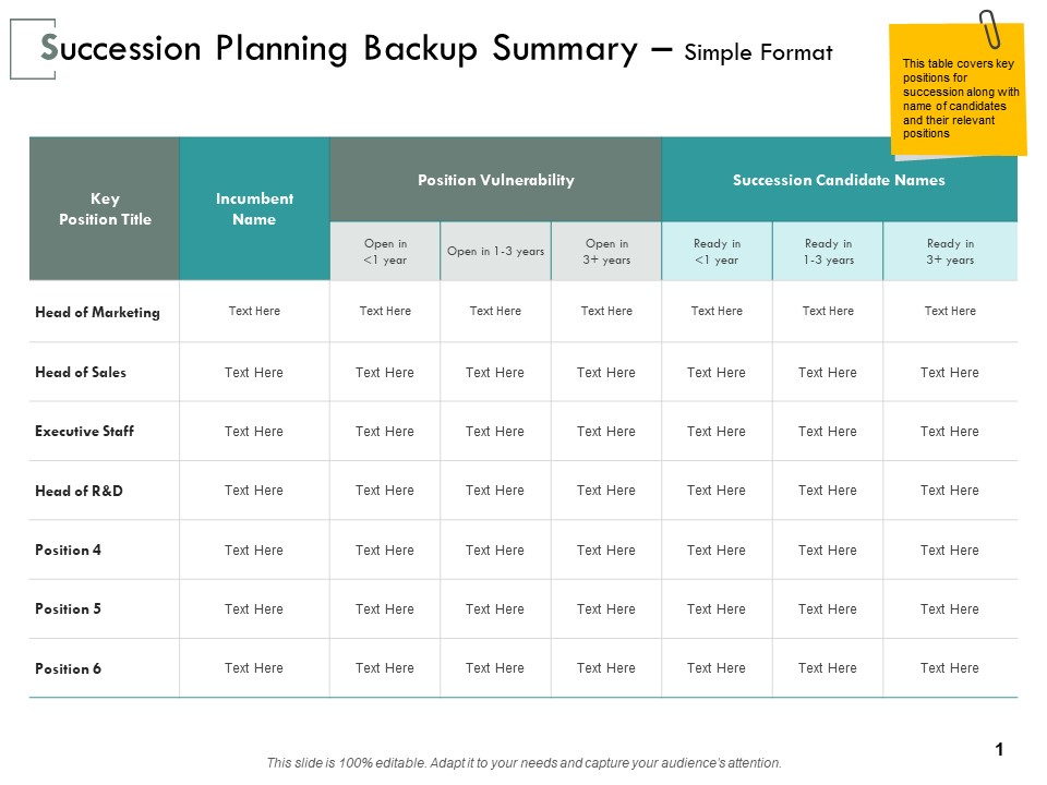 Succession Planning Backup Summary Simple Format Ppt PowerPoint Presentation File Aids